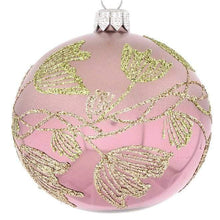 Lade das Bild in den Galerie-Viewer, Mundgeblasene Weihnachtskugel / rosé/grün/gold 8 cm Mundgeblasene Weihnachtskugel Kunsthandel Rueckeshaeuser