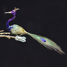 Lade das Bild in den Galerie-Viewer, Pfau / klassisch Mundgeblasener Weihnachtsschmuck Kunsthandel Rueckeshaeuser