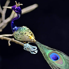 Lade das Bild in den Galerie-Viewer, Pfau / klassisch Mundgeblasener Weihnachtsschmuck Kunsthandel Rueckeshaeuser