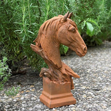 Lade das Bild in den Galerie-Viewer, Pferdekopfskulptur aus Gußeisen Gartendekoration Kunsthandel Rueckeshaeuser