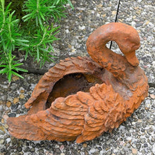 Lade das Bild in den Galerie-Viewer, Pflanzkübel Schwan aus Gußeisen Gartendekoration Kunsthandel Rueckeshaeuser