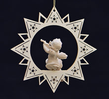 Lade das Bild in den Galerie-Viewer, Putto mit Geige im Stern Weihnachtsbaumschmuck Kunsthandel Rueckeshaeuser