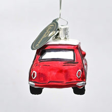 Lade das Bild in den Galerie-Viewer, Roter Mini mit weißem Dach Mundgeblasener Weihnachtsschmuck Kunsthandel Rueckeshaeuser