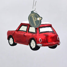 Lade das Bild in den Galerie-Viewer, Roter Mini mit weißem Dach Mundgeblasener Weihnachtsschmuck Kunsthandel Rueckeshaeuser