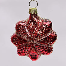 Lade das Bild in den Galerie-Viewer, Roter Stern mit Engelsköpfchen, rosa Flügel Mundgeblasener Weihnachtsschmuck Kunsthandel Rueckeshaeuser