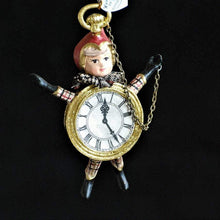 Lade das Bild in den Galerie-Viewer, Royal Tartan Boy Clock / beiger Karoanzug Weihnachtsbaumschmuck Kunsthandel Rueckeshaeuser
