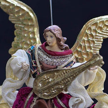 Lade das Bild in den Galerie-Viewer, Schwebender Engel mit Mandoline Weihnachtsdekoration Kunsthandel Rueckeshaeuser
