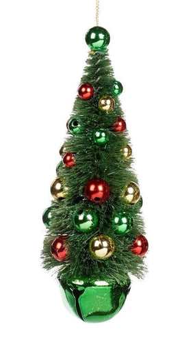 Tannenbäumchen mit Kugeln und grünem Glöckchen Weihnachtsbaumschmuck Kunsthandel Rueckeshaeuser