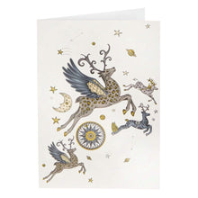 Lade das Bild in den Galerie-Viewer, Weihnachtskarte mit Umschlag / Fliegender Hirsch Weihnachtskarte Kunsthandel Rueckeshaeuser
