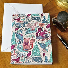Lade das Bild in den Galerie-Viewer, Weihnachtskarte mit Umschlag / Waldtiere Weihnachtskarte Kunsthandel Rueckeshaeuser