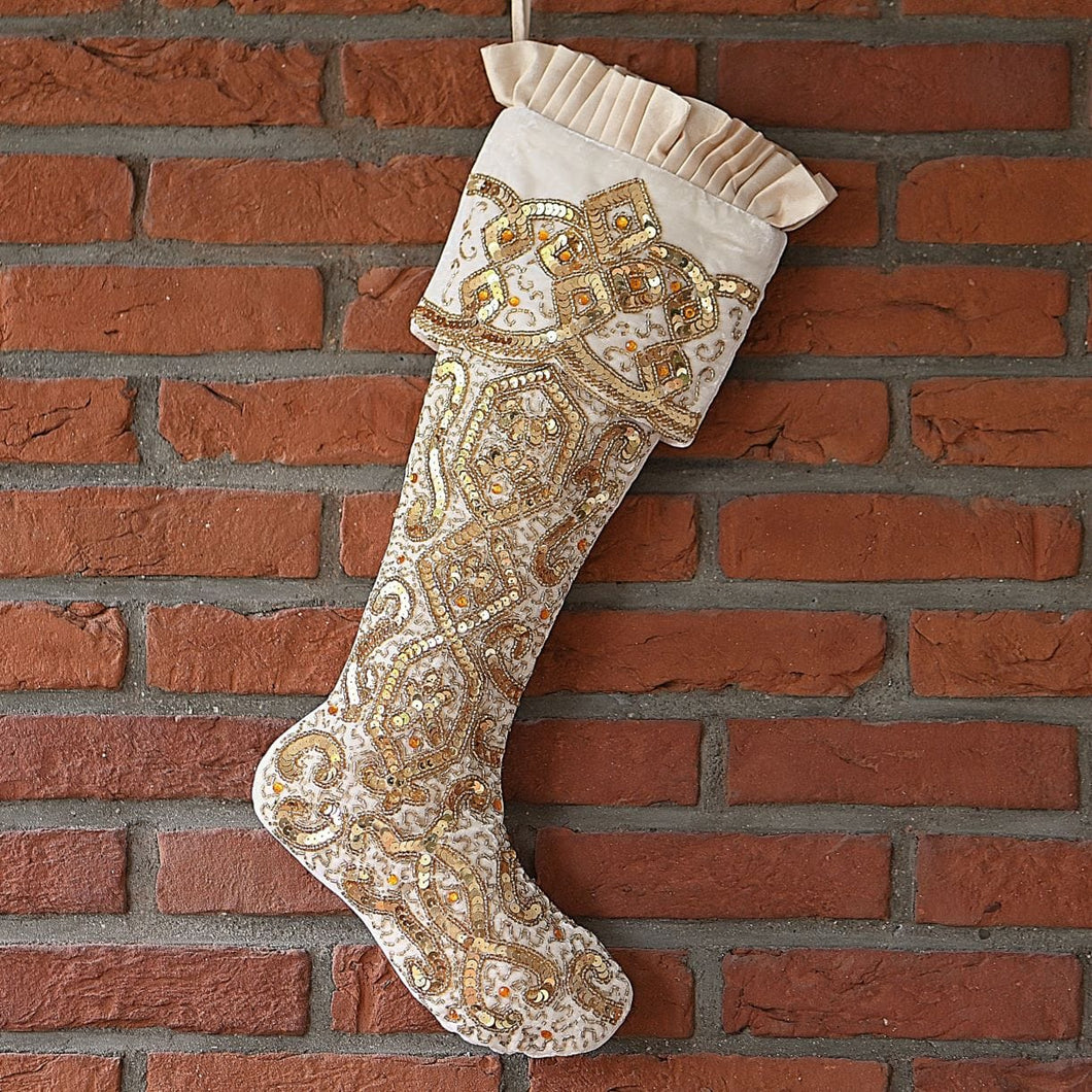 Äußerst prachtvoller Weihnachtsstiefel für Geschenke oder als Deko Weihnachtsdekoration Kunsthandel Rueckeshaeuser