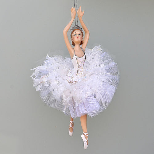 Ballerina im weißen Ballettkleid / Arme nach oben Weihnachtsbaumschmuck Kunsthandel Rueckeshaeuser