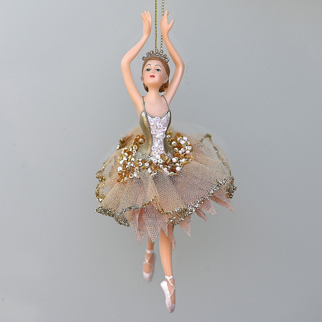 Ballerina in rosa Tüllröckchen / Arme nach oben Weihnachtsbaumschmuck Kunsthandel Rueckeshaeuser