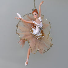 Lade das Bild in den Galerie-Viewer, Ballerina in rosa Tüllröckchen / ein Bein nach oben Weihnachtsbaumschmuck Kunsthandel Rueckeshaeuser
