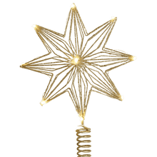 Lade das Bild in den Galerie-Viewer, Beleuchtete Weihnachtsbaumspitze "Goldener Stern" Weihnachtsdekoration Kunsthandel Rueckeshaeuser
