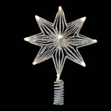 Lade das Bild in den Galerie-Viewer, Beleuchtete Weihnachtsbaumspitze "Silberner Stern" Weihnachtsdekoration Kunsthandel Rueckeshaeuser
