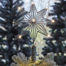 Lade das Bild in den Galerie-Viewer, Beleuchtete Weihnachtsbaumspitze "Silberner Stern" Weihnachtsdekoration Kunsthandel Rueckeshaeuser
