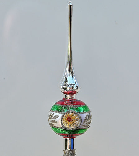 Christbaumspitze aus Lauscha mit 3 Reflexen Mundgeblasener Weihnachtsschmuck Kunsthandel Rueckeshaeuser