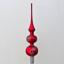Lade das Bild in den Galerie-Viewer, Christbaumspitze / rot matt mit Sternenschweif Mundgeblasener Weihnachtsschmuck Kunsthandel Rueckeshaeuser
