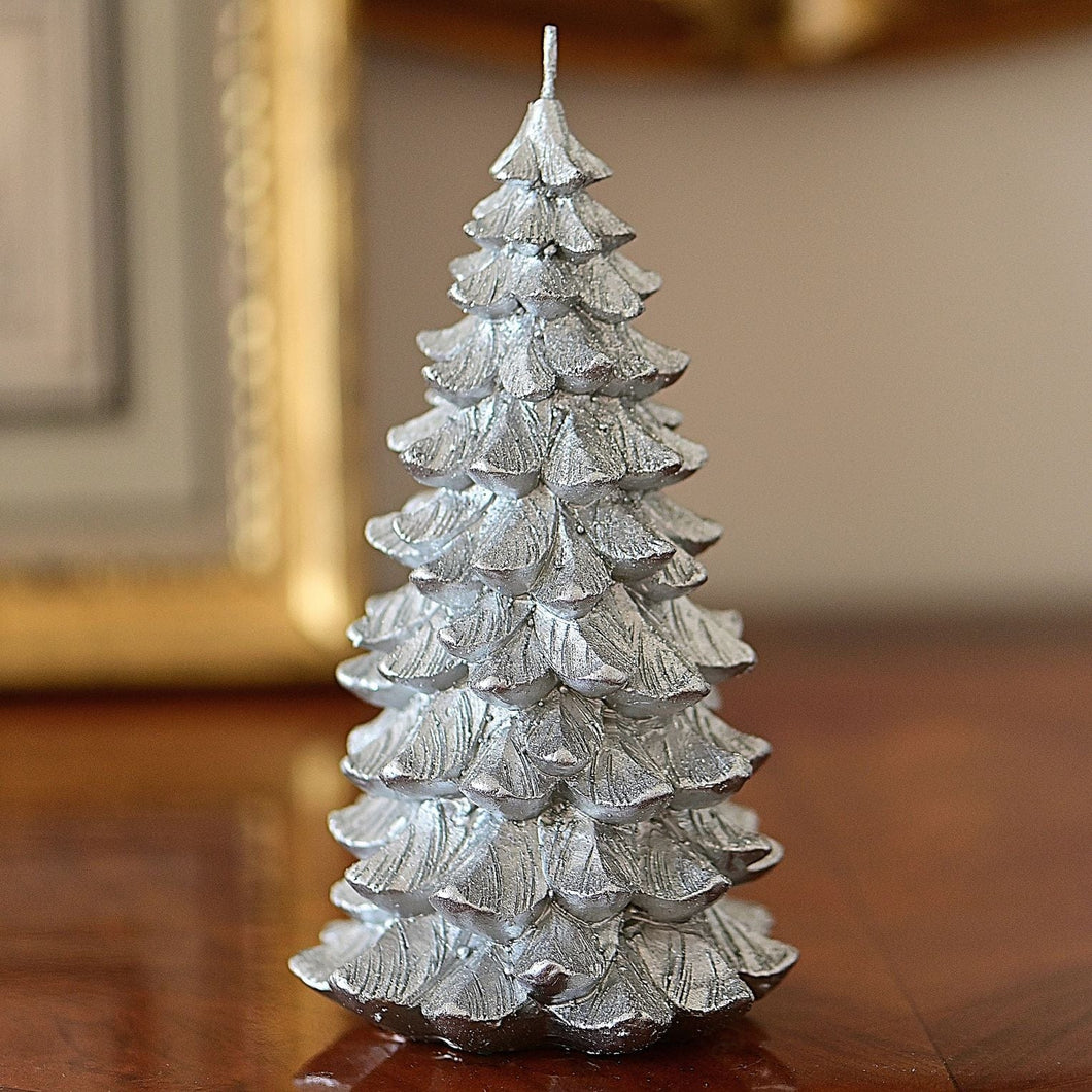 Dekokerze Weihnachtsbaum, silber Kerzen Kunsthandel Rueckeshaeuser