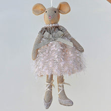 Lade das Bild in den Galerie-Viewer, Elegante Maus mit Paillettenoberteil und Perlenkette Mundgeblasener Weihnachtsschmuck Kunsthandel Rueckeshaeuser
