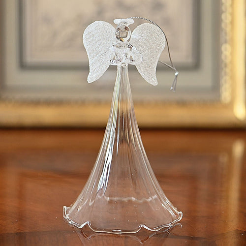 Eleganter Glasengel mit Buch, 17 cm Weihnachtsdekoration Kunsthandel Rueckeshaeuser