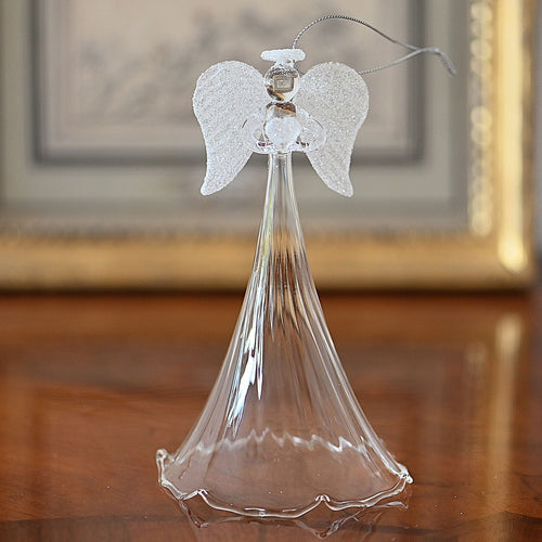 Eleganter Glasengel mit Herz, 17 cm Weihnachtsdekoration Kunsthandel Rueckeshaeuser