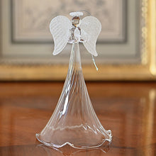 Lade das Bild in den Galerie-Viewer, Eleganter Glasengel mit Kerze, 17 cm Weihnachtsdekoration Kunsthandel Rueckeshaeuser
