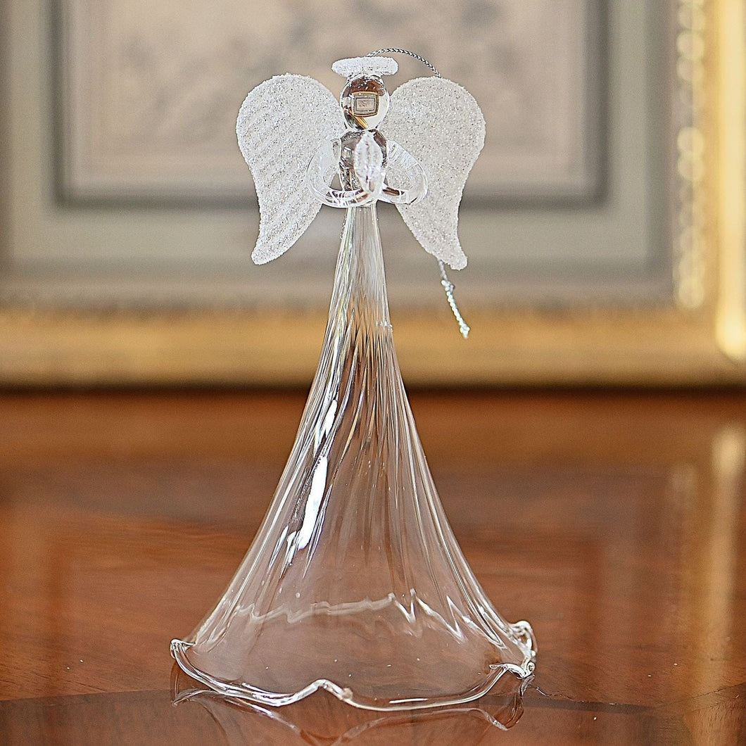 Eleganter Glasengel mit Kerze, 17 cm Weihnachtsdekoration Kunsthandel Rueckeshaeuser