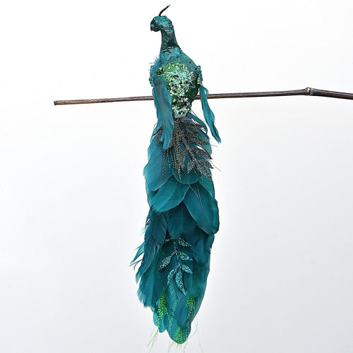 Exotischer Pfau auf Clip, 36 cm Weihnachtsbaumschmuck Kunsthandel Rueckeshaeuser