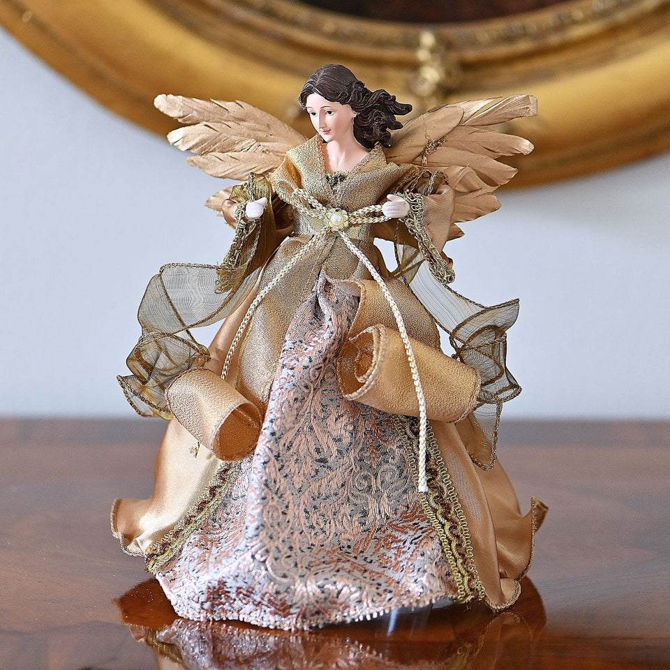 Exquisiter Engel auch als "Tree Topper", 26 cm Weihnachtsdekoration Kunsthandel Rueckeshaeuser