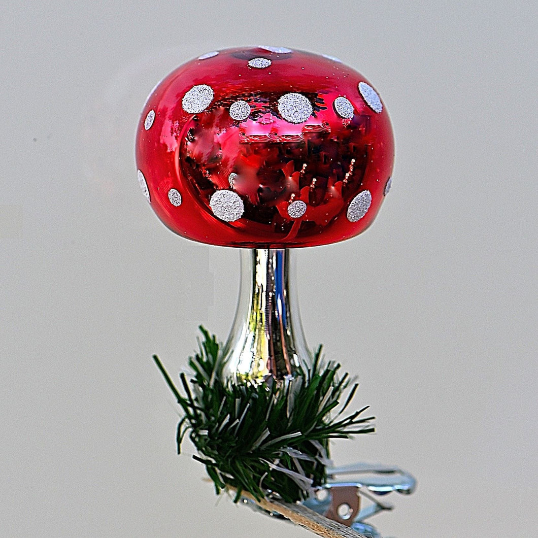 Fliegenpilz auf Clip Weihnachtsbaumschmuck Kunsthandel Rueckeshaeuser