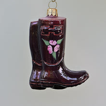 Lade das Bild in den Galerie-Viewer, Gartenstiefel dunkelrot Mundgeblasener Weihnachtsschmuck Kunsthandel Rueckeshaeuser
