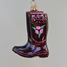 Lade das Bild in den Galerie-Viewer, Gartenstiefel dunkelrot Mundgeblasener Weihnachtsschmuck Kunsthandel Rueckeshaeuser
