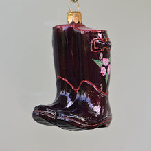 Lade das Bild in den Galerie-Viewer, Gartenstiefel dunkelrot Mundgeblasener Weihnachtsschmuck Kunsthandel Rueckeshaeuser
