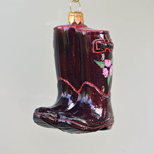 Lade das Bild in den Galerie-Viewer, Gartenstiefel dunkelrot Mundgeblasener Weihnachtsschmuck Kunsthandel Rueckeshaeuser
