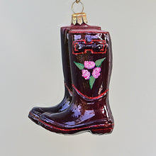 Lade das Bild in den Galerie-Viewer, Gartenstiefel dunkelrot Mundgeblasener Weihnachtsschmuck Kunsthandel Rueckeshaeuser
