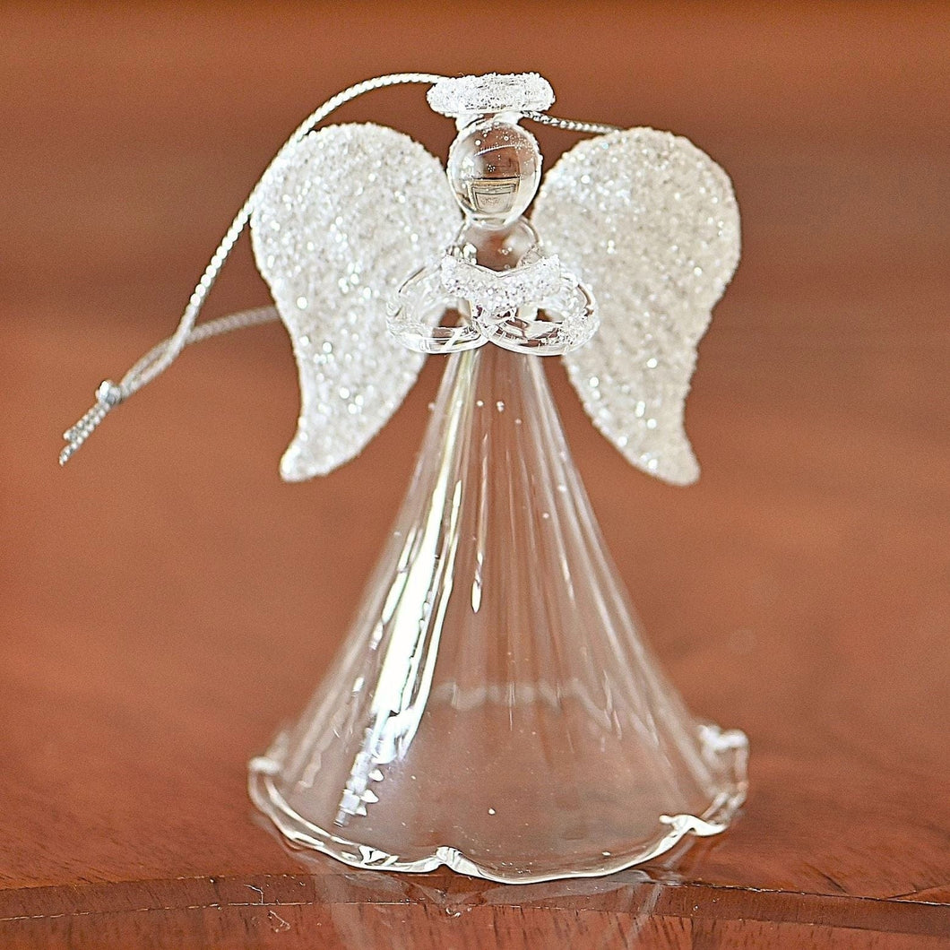 Glasengel mit Buch, 10 cm Weihnachtsdekoration Kunsthandel Rueckeshaeuser