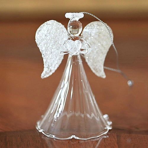 Glasengel mit Herz, 10 cm Weihnachtsdekoration Kunsthandel Rueckeshaeuser