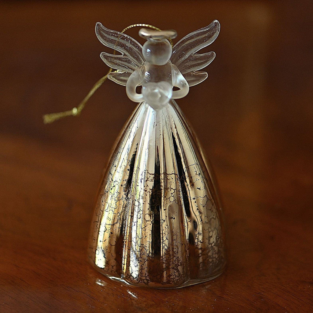 Glasengel mit Herz, antikgold Optik, 12 cm Weihnachtsdekoration Kunsthandel Rueckeshaeuser