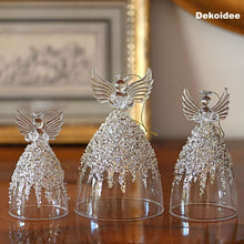 Lade das Bild in den Galerie-Viewer, Glasengel mit Herz und Perlen, 17 cm Weihnachtsdekoration Kunsthandel Rueckeshaeuser
