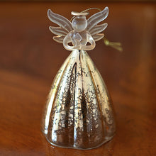 Lade das Bild in den Galerie-Viewer, Glasengel mit Kerze, antikgold Optik, 12 cm Weihnachtsdekoration Kunsthandel Rueckeshaeuser

