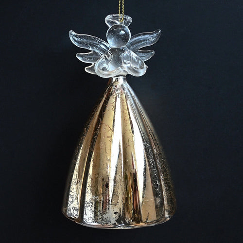 Glasengel mit Kerze, antikgold Optik Weihnachtsdekoration Kunsthandel Rueckeshaeuser