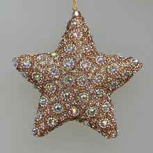 Lade das Bild in den Galerie-Viewer, Goldener Juwelenglitzerstern, 12 cm Weihnachtsbaumschmuck Kunsthandel Rueckeshaeuser
