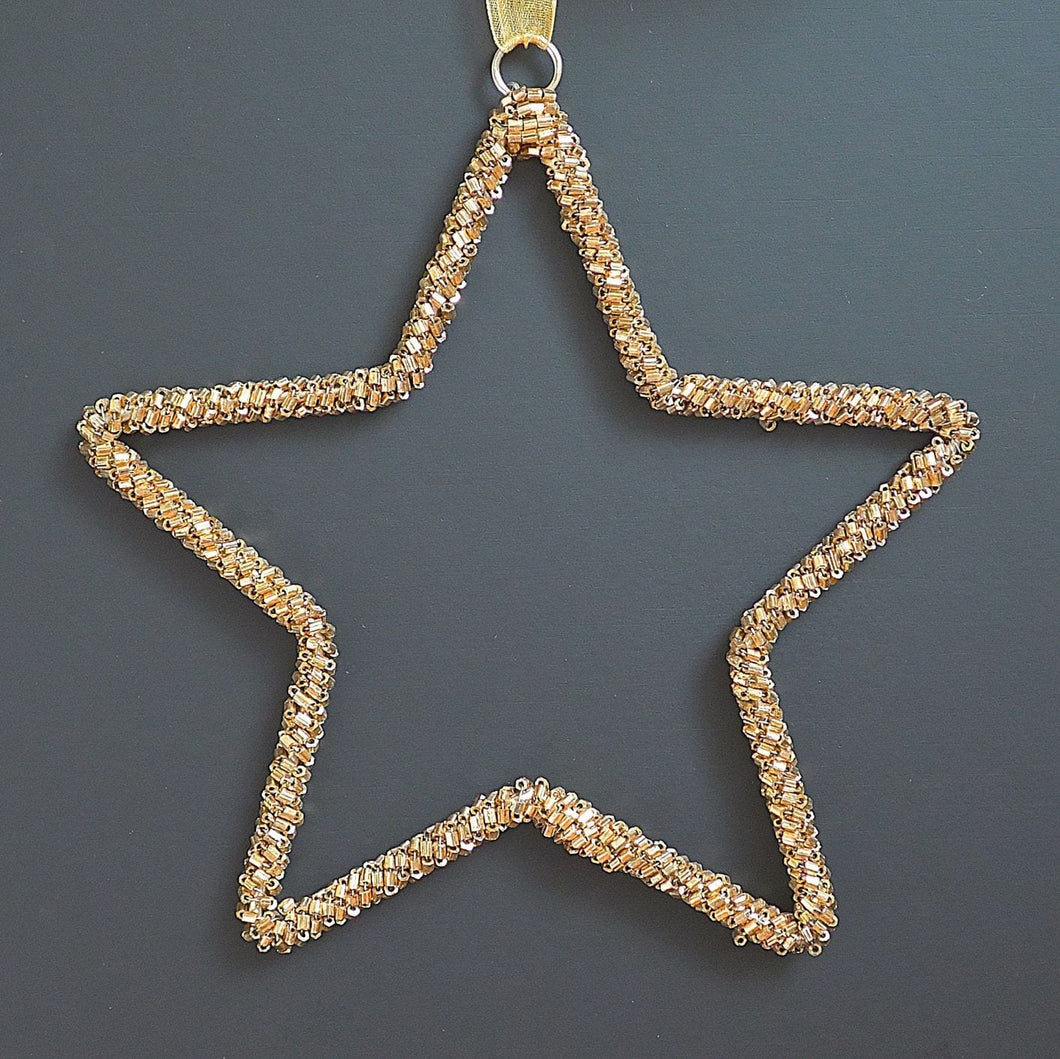 Goldener Paillettenstern, 16 cm Weihnachtsbaumschmuck Kunsthandel Rueckeshaeuser