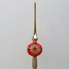 Lade das Bild in den Galerie-Viewer, Große Christbaumspitze aus Lauscha mit Kugel und Reflexen Mundgeblasener Weihnachtsschmuck Kunsthandel Rueckeshaeuser
