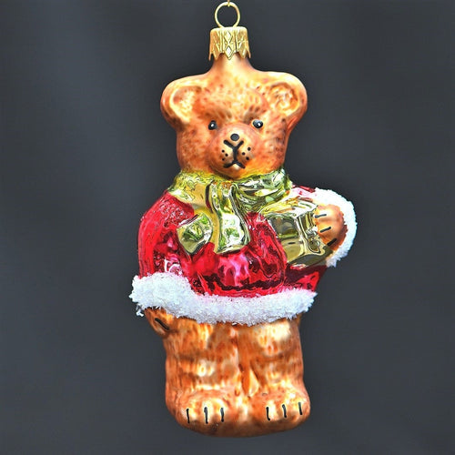 Großer Teddy Bär aus Glas Mundgeblasener Weihnachtsschmuck Kunsthandel Rueckeshaeuser