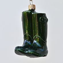Lade das Bild in den Galerie-Viewer, Gummistiefel grün Mundgeblasener Weihnachtsschmuck Kunsthandel Rueckeshaeuser
