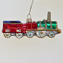 Lade das Bild in den Galerie-Viewer, Historische Lokomotive mit Tender Mundgeblasener Weihnachtsschmuck Kunsthandel Rueckeshaeuser
