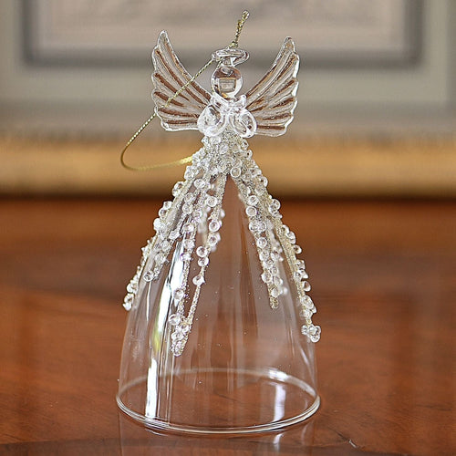 Juwelen Glasengel mit Buch, 13 cm Weihnachtsdekoration Kunsthandel Rueckeshaeuser